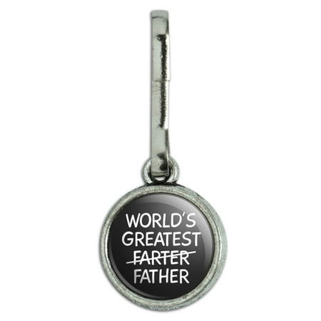 World's Great Farter Father Antiqued Charm Clothes Purse Suitcase Backpack Zipper Pull