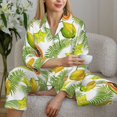 thumbnail image 6 of Pajama Sets for Women 2 Pcs, Papaya star fruit leaf Button Down Long Sleeve Sleepwear Lounge PJ Sets, 6 of 6