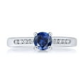 thumbnail image 2 of Gem Stone King 925 Sterling Silver Blue Created Sapphire and White Created Sapphire Engagement Ring for Women | 0.70 Cttw | Round 5MM | Gemstone September Birthstone | Size 6, 2 of 2