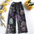 thumbnail image 5 of Halloween Pajama Pants for Women,Plus Size Halloween Printed Elastic Waist Wide Leg Sleep Pants,Casual Loose Sleepwear Bottoms Lounge Pants Gray,M, 5 of 6