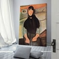 thumbnail image 3 of Amedeo Modigliani Print Painting Dark Young Woman Seated by A Bed Picture Print Canvas Poster Wall Paint Art Posters Decor Modern Home Artworks Gift 16x24inch(40x60cm), 3 of 6