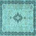 thumbnail image 1 of Ahgly Company Indoor Square Medallion Light Blue Traditional Area Rugs, 8' Square, 1 of 4