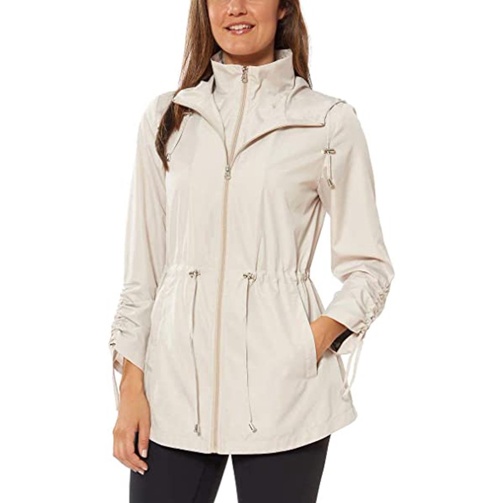 Jones New York Womens Parka in a Pocket Rain Jacket (Sand, XXLarge