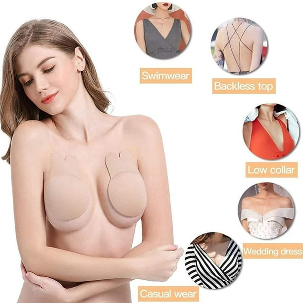  Silicone Push Up Bra Self Adhesive Strapless Invisible Bra for  Dress Reusable Sticky Breast Lift Up Bras Nipple Pads (Color : Black, Size  : 11cm (L or XL)) : Clothing, Shoes