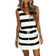 thumbnail image 1 of VISgogo Vestido casual de verano para mujer sin mangas con cuello en V profundo con cordón a rayas con bolsillos VISgogo  moda, 1 of 9