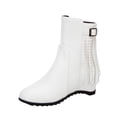 thumbnail image 1 of NECHOLOGY Botas Mujer Adulto Femenino Zapatos Botines mujer Botas de realce interior con cremallera lateral y hebilla de cinturón con borlas de cuero de color sólido para mujer (White, 6.5), 1 of 7