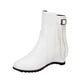 thumbnail image 1 of NECHOLOGY Botas Mujer Adulto Femenino Zapatos Botines mujer Botas de realce interior con cremallera lateral y hebilla de cinturón con borlas de cuero de color sólido para mujer (White, 8.5), 1 of 7