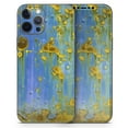 thumbnail image 5 of DesignSkinz Blue Metal with Gold Rust Full-Body Skin Decal Wrap Cover for iPhone 15 Pro, 5 of 9