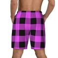 thumbnail image 3 of Kdxio Purple Black Buffalo Plaid Print Men'S Swim Trunks With Compression Liner 7 Inch Inseam Quick Dry Swim Shorts, 3 of 7