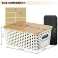 thumbnail image 7 of Yij2 6 Pcs Small Storage Bins with Bamboo Lids, Plastic Stackable Storage Basket with Label,Organizing Bins for Shelves,Desktop,Office, Bedroom, Dorm,Classroom,White, 7 of 7