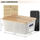 thumbnail image 3 of Yij2 6 Pzas Contenedores Almacenamiento Pequeños con Tapas de Bambú, Cesta Plástica Apilable con Etiqueta, para Estantes, Escritorio y Oficina, 3 of 7