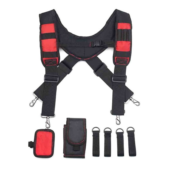 Work Tool Belt Set Suspenders Drill Pouch Holder Magnetic Suspenders Adjustable