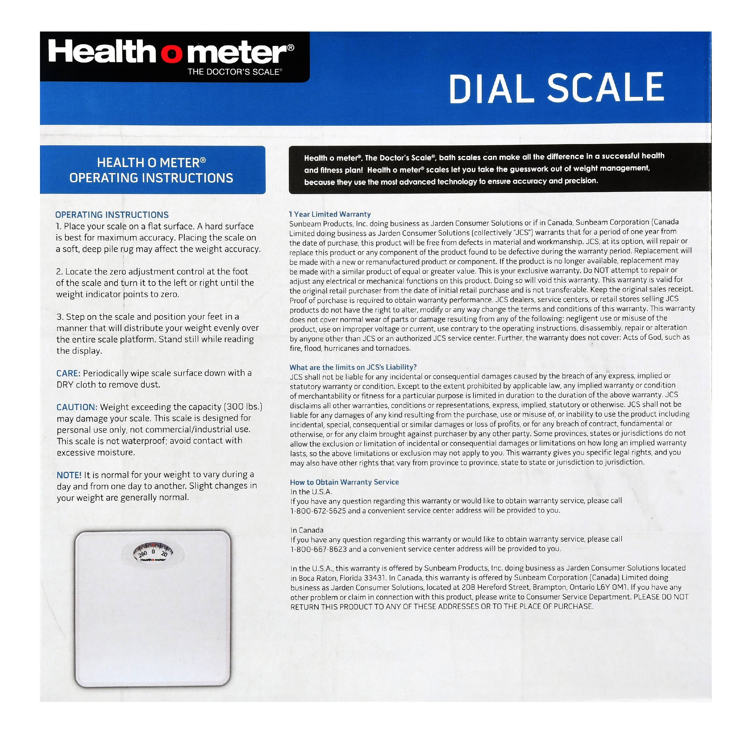 Mainstays Analog Bathroom Scale, Dial Body Scale, White 
