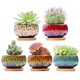 thumbnail image 1 of LAMDAWN Lindas macetas de cerámica para jardín con drenaje y platillo adjunto, juego de 5, plantas no incluidas (redondas), 1 of 8