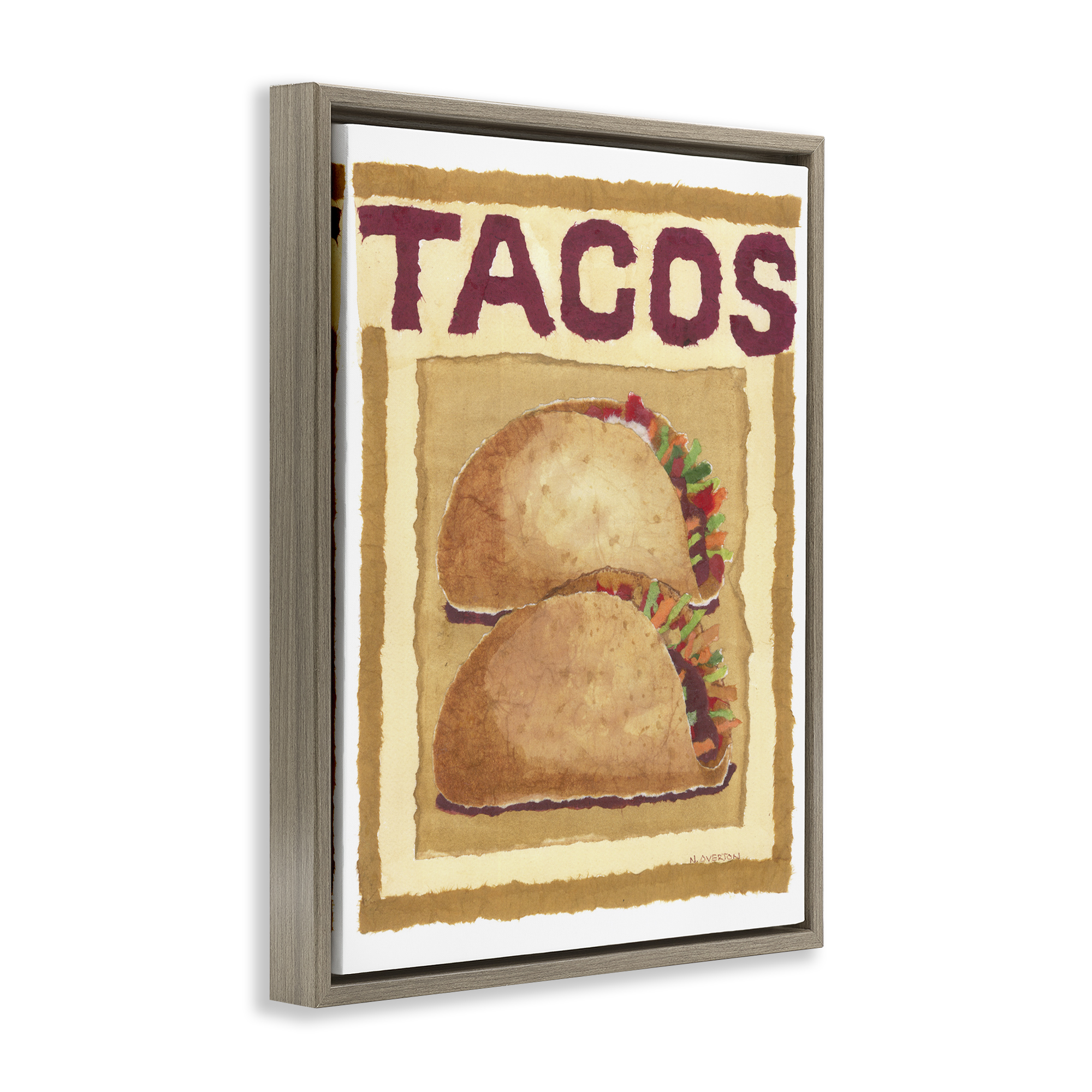 Stupell Industries Traditional Tacos Duo Food & Beverage Painting Brown Floater Framed Art Print Wall Art, 17 x 21