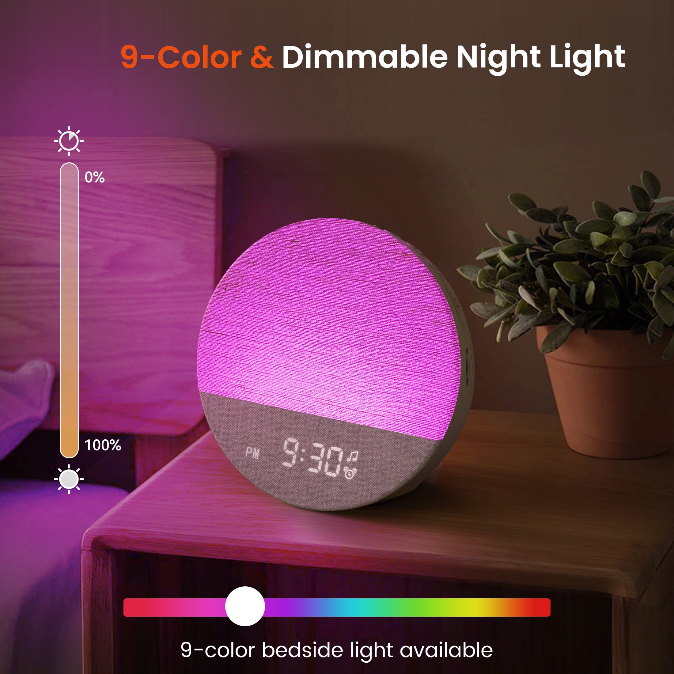 Dreamegg Sunrise Alarm Clock & Sound Machine with Dimmable Night Light for Bedrooms