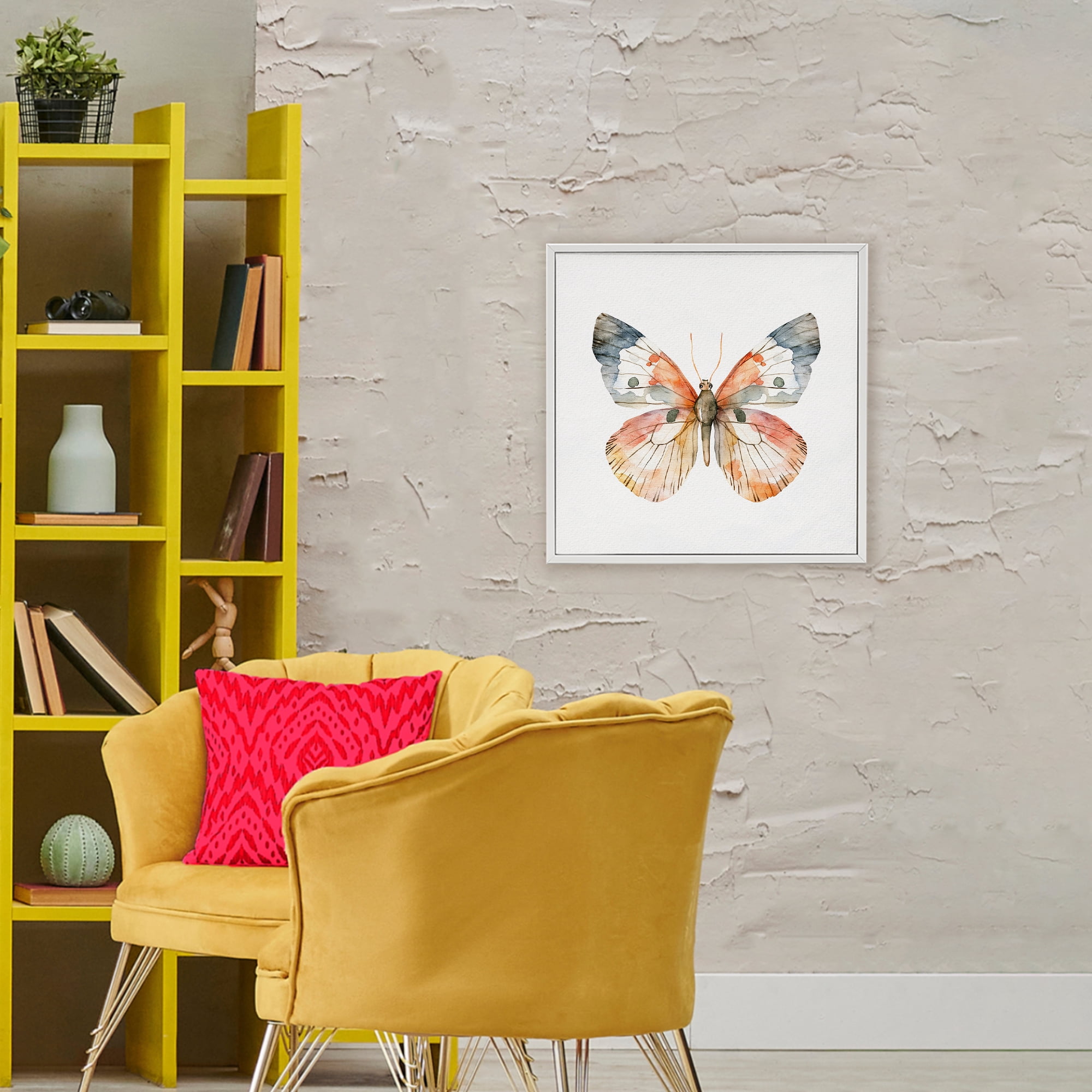 Stupell Industries Warm Watercolor Butterfly White Framed Giclee Art, design by Kim Allen