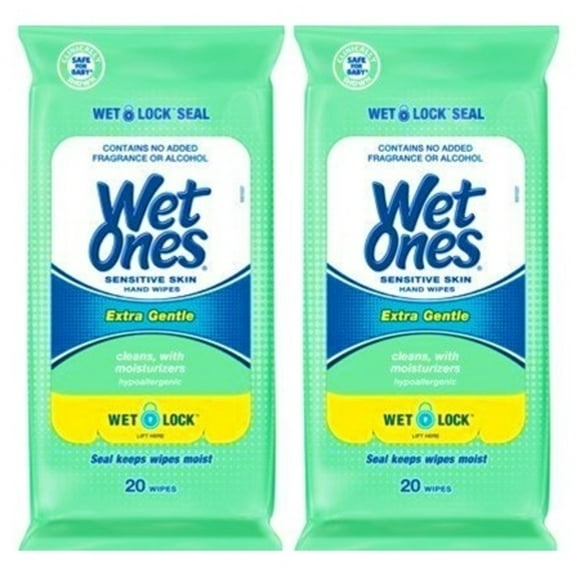 Sensitive Skin Hand And Face Wipes Travel Pack Wet Ones Pack Of 20  2 Pack