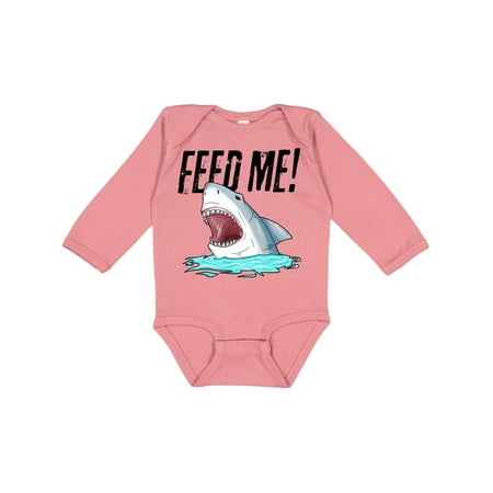 

Inktastic Feed Me with Shark Head Gift Baby Boy or Baby Girl Long Sleeve Bodysuit