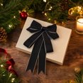 thumbnail image 4 of Lilixerw Satin Christmas Bow, Black Multi Loop Bow With Silver Edge And Pointed Tails, 5.12x7.09 Inch, for Tree Wreath Door Gift Mantel Decoration, 4 of 7