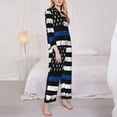 thumbnail image 3 of Rateoe Thin Blue Line Flag Pattern Womens Pajamas Set Long Sleeve Sleepwear Button Down Nightwear Soft Cotton Pj Lounge Sets-Medium, 3 of 7