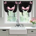 thumbnail image 4 of Valentine's Day Balloon Curtains for Living Room/French Door, Pink Bowknot Ribbon on Black Mother's Day Tie Up Curtains 63 Inch Length Energy Saving Kitchen Curtains Shades for Windows 42"x63", 4 of 8