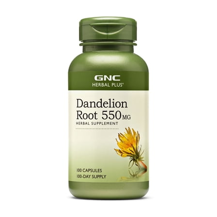 GNC Herbal Plus Dandelion Root 550mg Supplement, 100 Capsules, 100 Servings