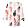 thumbnail image 4 of Dyegold Blouses For Women Dressy Casual 3/4 Flare Sleeve Lace Trim V Neck Floral Print Vintage Tunic Tops Loose Fit Shirts, 4 of 5