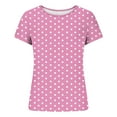 thumbnail image 5 of Women’s polka Dot tees Slim Groove Strip Short Sleeve Tops Summer Round Neck Pullover T-Shirt, 5 of 6