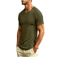 thumbnail image 5 of IhhxPro Men's Cotton Linen Short Sleeve Tee Ribbed Shoulder T-Shirt Breathable Slim Fit Crewneck M-3XL, 5 of 8