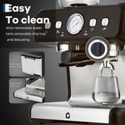20 Bar Espresso Machine with Built-in Anti-Clog Coffee Grinder,Stainless Steel Expresso Coffee Machines with Milk Steam Wand/Frother,Espresso Maker with Grinder for Lattes-Deep/Cappuccino