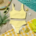 thumbnail image 6 of CCRFTGI Girls Swimsuits Size 10-12 2 Piece Set Swim Vacation Bathing Suits Beach Holiday Striped Bikinis Cute Summer Girls Fashion Swim Suit Kids Bikini Yellow 3-4 Years, 6 of 9