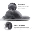 thumbnail image 4 of NineCiFun Women's Fuzzy Slippers Slip on Cross Band Slippers Memory Foam House Slippers Open Toe Sandals for Outdoor Indoor，Grey，Size 9-10US, 4 of 9