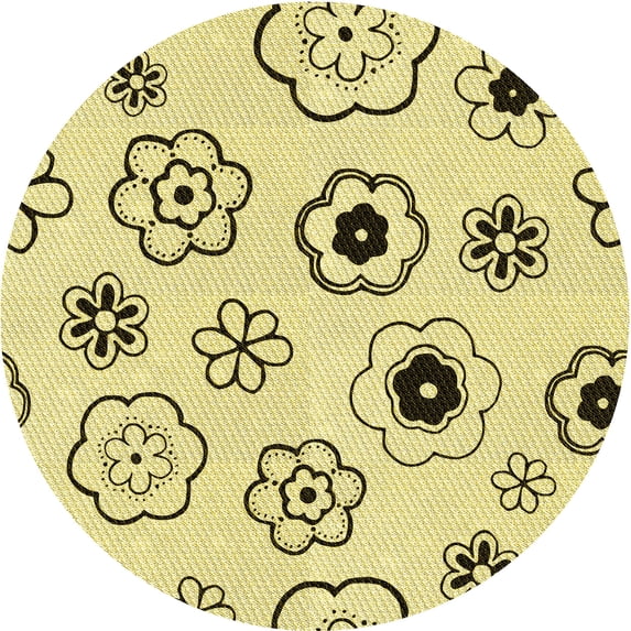 Ahgly Company Machine Washable Indoor Round Transitional Sun Yellow Area Rugs, 5' Round