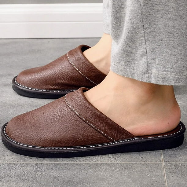Leather home slippers deals