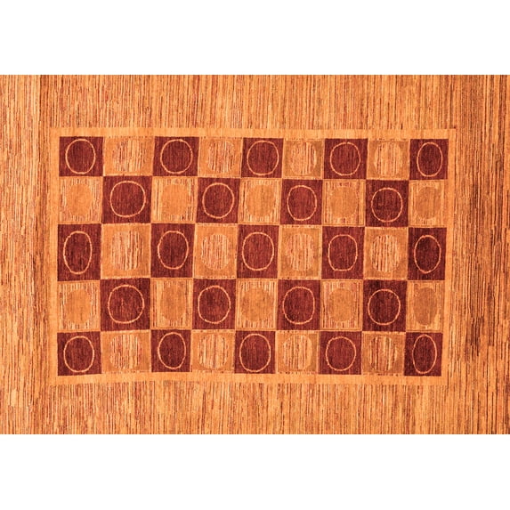 Ahgly Company Indoor Rectangle Checkered Orange Modern Area Rugs, 4' x 6'