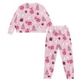 thumbnail image 5 of Yuyamidu Xmas Tree Nightwear for Women Snowman Sleepwear Pajama Set Size M Pink Long Sleeve Loungewear Set of 2 Christmas Nightclothes Top and Pants, 5 of 7