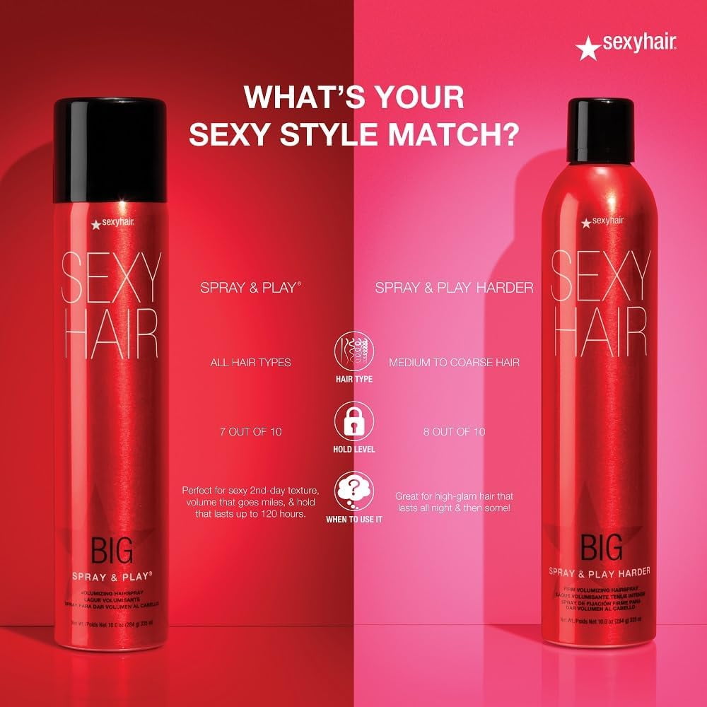 SexyHair, Big Sexy Spray and Play Hair Volumizing Hairspray, 10.6