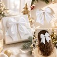 thumbnail image 6 of SPOORYYO Glitter Christmas Bow Ornaments Sparkly Sequin Fabric Bows Decorative Holiday Bows for Christmas Tree Wreath Gift Wrapping Party Home Decor, 3Pcs White, 6 of 7