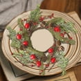 thumbnail image 7 of Christmas Wreath, Pinecone and Red Berry Candle Holder Ring Holiday Table Centerpiece Artificial Greenery Garland Décor for Home Party Christmas Decoration, 7 of 7