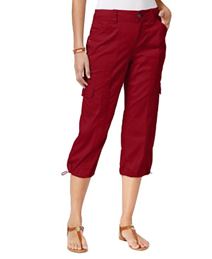 Style & Co Cargo Capri Pants New Red Amore 14 Womens - Walmart.com