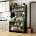 thumbnail image 6 of Vastcury 65" Tall 360° Rotating Modern Kitchen Pantry Buffet with 3 Flip Doors, Bakers Racks with Hooks and Open Shelves for Kitchen and Dining Room, Grey, 6 of 9