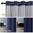 thumbnail image 4 of XWZO Total Blackout Curtains for Bedroom with Tiebacks, 100% Light Block Window Curtain Drape 2 Panels Set, Noise Reducing Privacy Curtain for Living Room, Navy Blue,52 x 45, 4 of 7