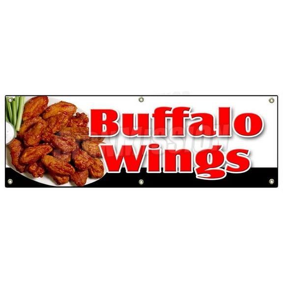 72" BUFFALO WINGS BANNER SIGN hot wings spicy bone wing sauce deep fried