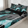 thumbnail image 3 of Erosebridal Gray Cyan Metallic Marble Zipper Twin Comforter Sets with Fitted Sheet and 2 Pillowcases for Women Men, Watercolor Ink Art Zipper Bedding Set, Black Reversible, 4 Pieces, 3 of 7
