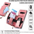 thumbnail image 3 of Phone Case for Samsung Galaxy S10 Zipper Wallet Cover with Credit Card Holder Slot Shoulder Crossbody Strap Long Lanyard Leather Cell Accessories S 10 Edge 10S GS10 X10 Women Girls Men Pink, 3 of 13