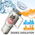 thumbnail image 2 of 1pc Cat 40oz Tumbler with Straw & Handle - Insulated Stainless Steel Cup | Holiday Gift for Man Women (Christmas, Valentine's, Birthday), 2 of 5