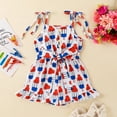 thumbnail image 2 of Toddler Baby Girl 4th of July Outfit American Flag Sleeveless Strap Romper Overalls Stars Stripes Shorts Jumpsuit Bodysuit, 2 of 7