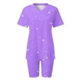 thumbnail image 5 of Two Piece Summer Sets Plus Size Women Casual Summer V Neck Short SleeveTops And Short Pants Suit 2 Piece Beach Outfits for Women, 5 of 7