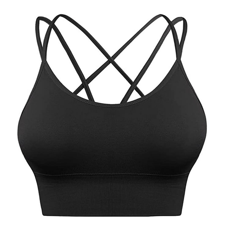 Elbourn Cross Back Sport Bras Padded Strappy Criss Cross Cropped Bras for  Yoga Workout Fitness Low Impact 6 Pack 